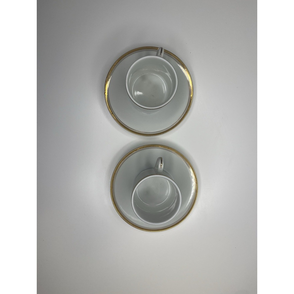 Williams Sonoma Brasserie Gold Trim Demitasse Espresso Cup‎ & Saucer Set 2 Japan - Picture 9 of 14